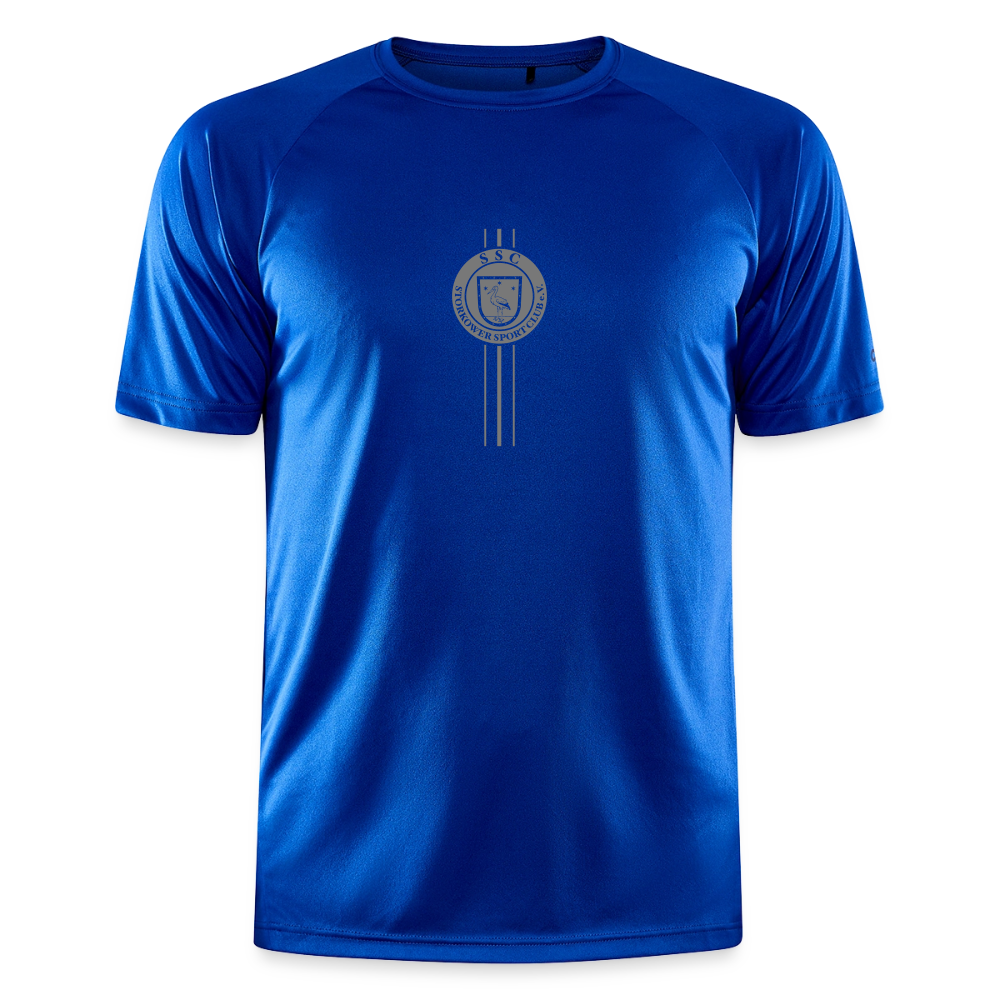 CRAFT Trainings-Shirt "Wappen-Streifen" - Royalblau