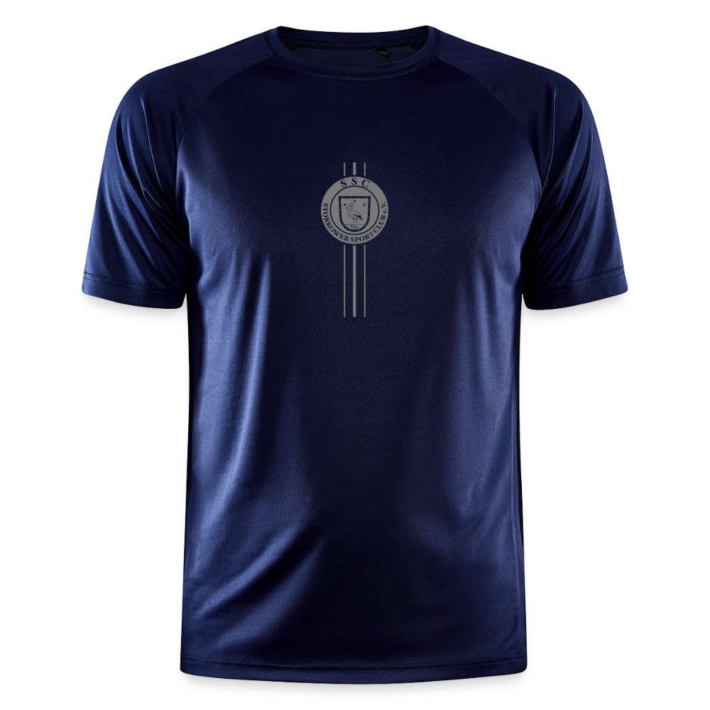 CRAFT Trainings-Shirt "Wappen-Streifen" - Dunkelnavy